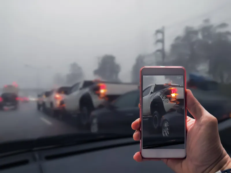 Photographing the full accident scene to get complete context