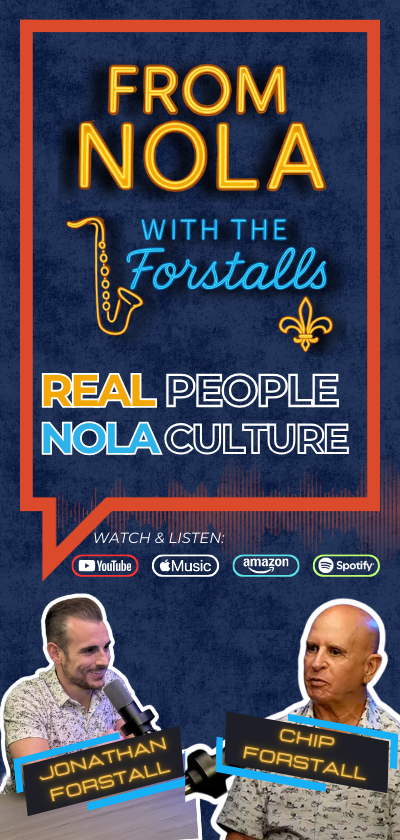 Nola with Forstalls Podcast Vertical Design